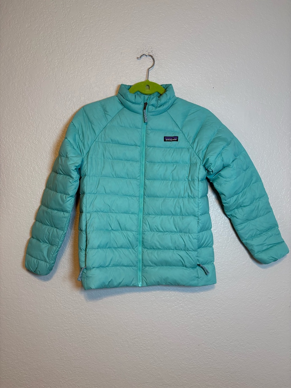 PATAGONIA Girl's Large 12 Teal Blue DOWN JACKET